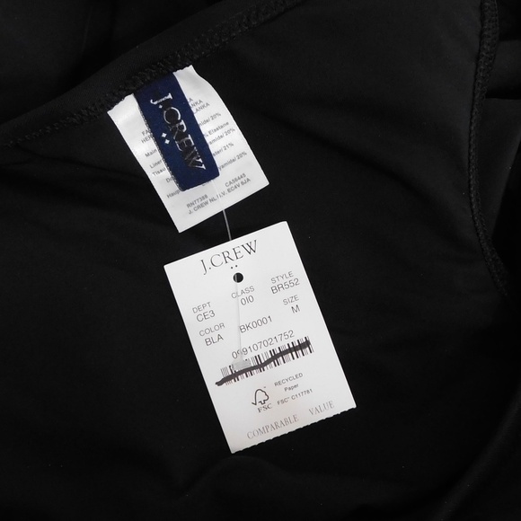 NWT!! J. CREW Factory One Shoulder Ruched Swimsuit One-Piece Solid Black Medium - Picture 13 of 16